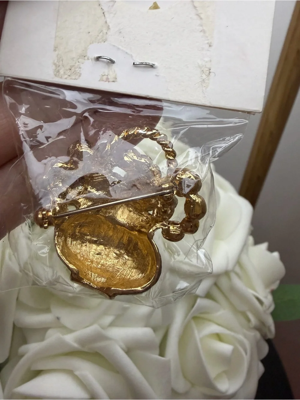 Made in Italy Pearl Cluster Basket Brooch - Gold Tone with Multicolor Gems
